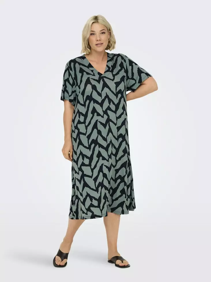 Only Carmakoma Plus Size Kleid Life V-Ausschnitt Lorbeerkranz - Kleider und Tuniken - 138924 - 1
