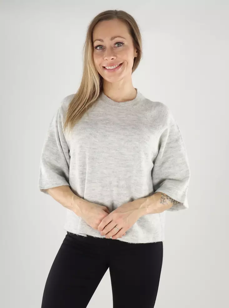 Only Damenpullover 3/4 Ärmel in hellgrau melange - Damenpullover - 139694 - 1