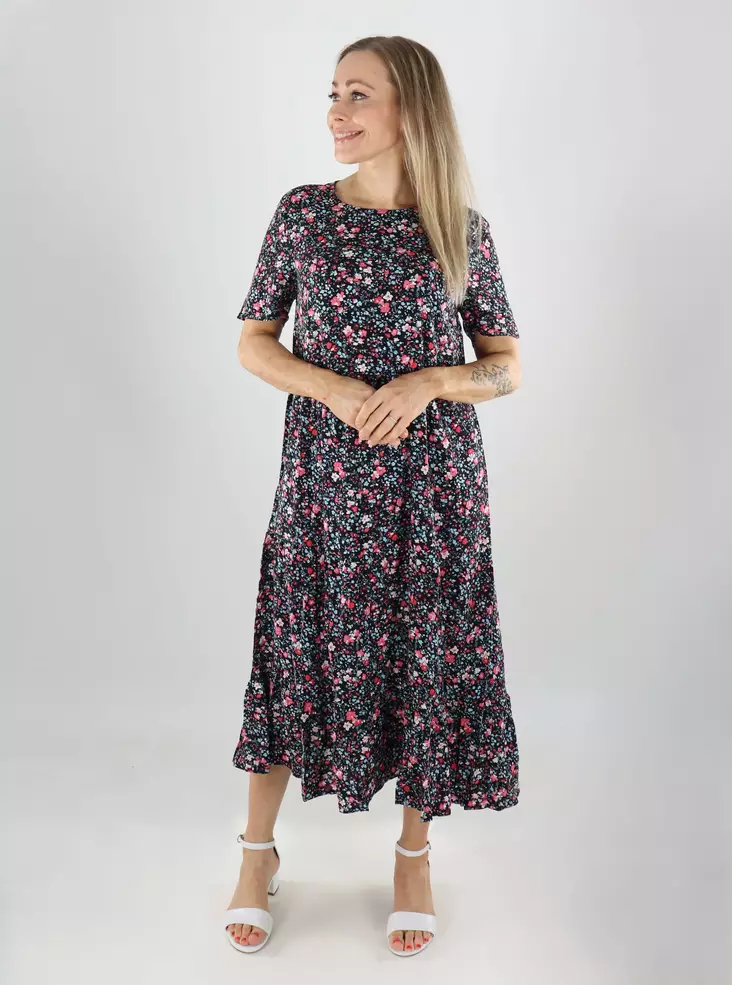 Vila Midi-Kleid schwarz/rosa/blau - Kleider und Tuniken - 141174 - 1