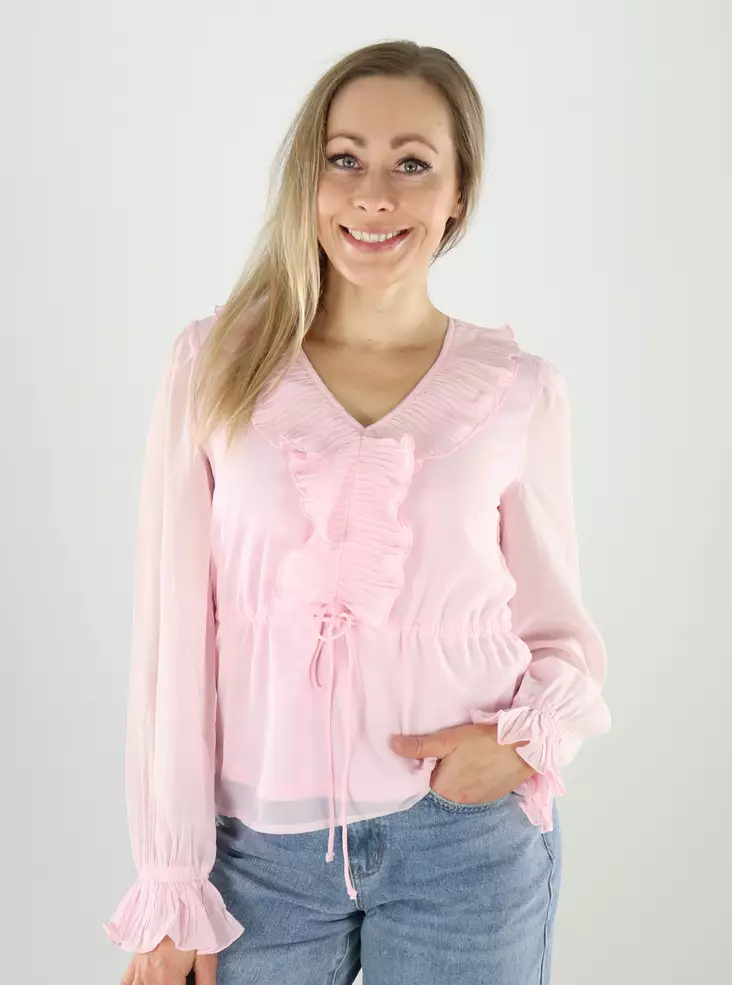 Vero Moda Plissee-Shirt in Pink-A-Boo - Damen Langarmshirts - 141184 - 1