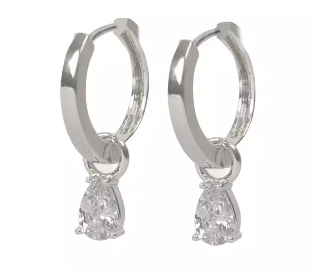 Snö of Sweden Ohrringe Trinity Tropfen Pendant Ring Silber/Klar - Ohrringe - 141604 - 1