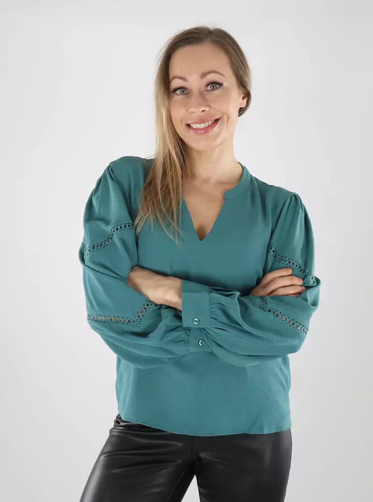 JDY Damenhemd JDYLION V-Ausschnitt Meerestanne - Damen Langarmshirts - 139924 - 1