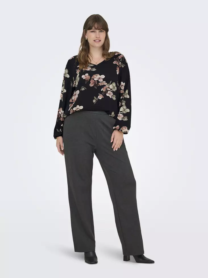 Only Carmakoma Damen Plus-Size Shirt mit V-Ausschnitt in Schwarz/Herbst - Damenblusen und -hemden - 138884 - 1