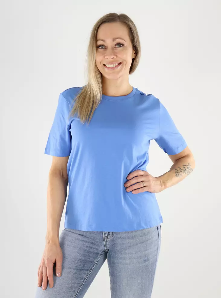 T-Shirt aus 100% Bio-Baumwolle mit Rundhalsausschnitt in Ultramarine - Damen T-Shirts - 140824 - 1