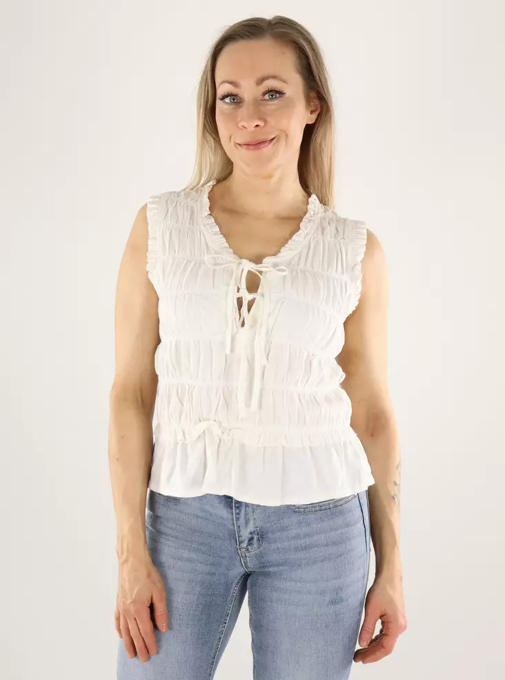 Only Top Linienshirt mit Rüsche "Cloud Dancer" - Damen Tops - 140834 - 1