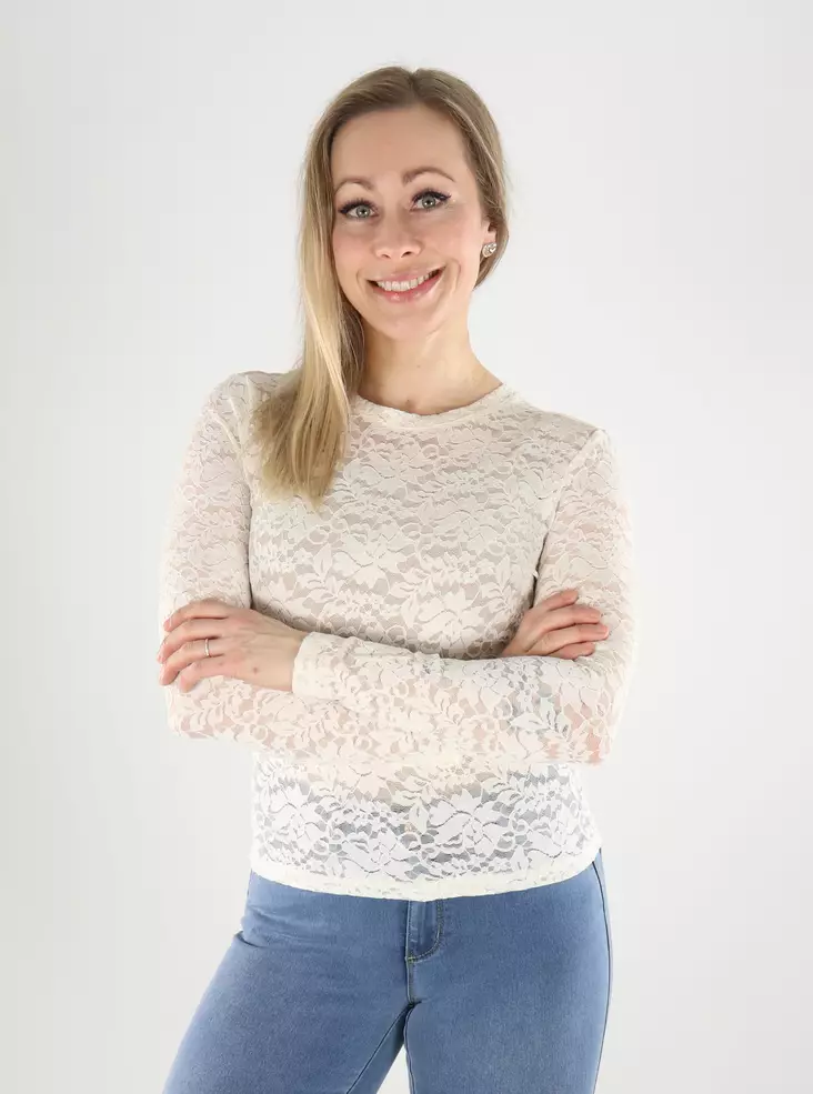 Only Damenbluse Spitze Egret - Damen Langarmshirts - 140194 - 1