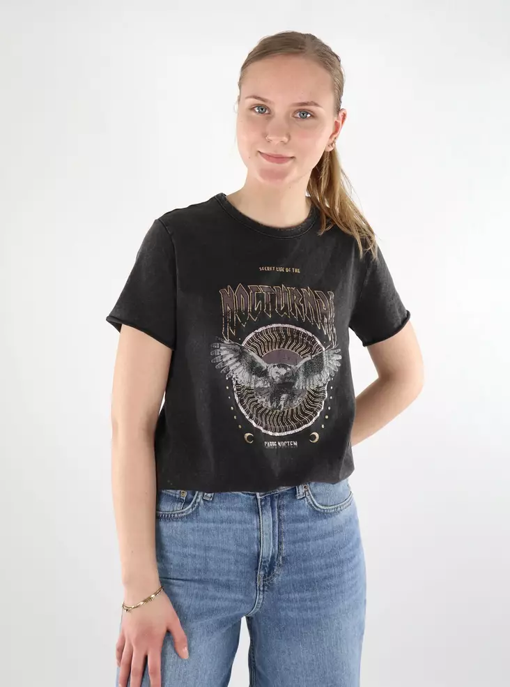 Only bedrucktes T-Shirt Life schwarz / nachtaktiv - Damen T-Shirts - 137774 - 1