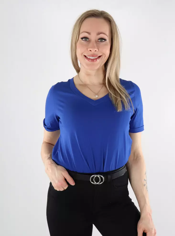 Pieces Damen T-Shirt V-Ausschnitt Unifarben Surf the Web - Damen T-Shirts - 137834 - 1