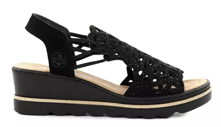 Rieker Damen Wedgesandalen 67465-00 Schwarz - Rieker Sandalen - 138154 - 1