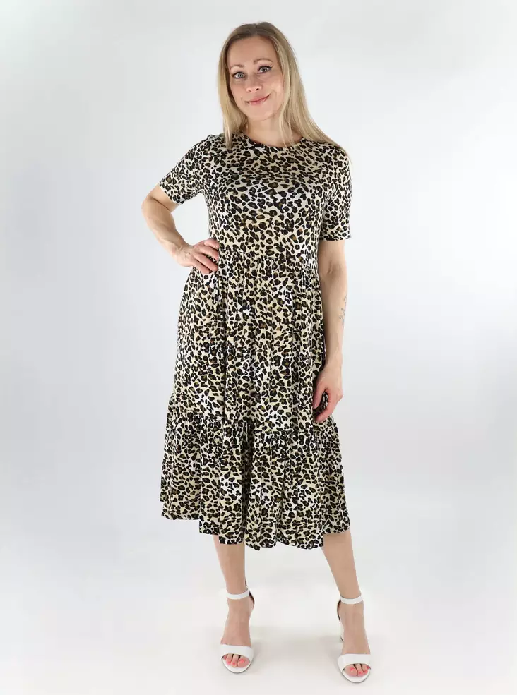 Vero Moda gemustertes Kleid O-Hals Midi Birke/Leoparddruck - Kleider und Tuniken - 138594 - 1