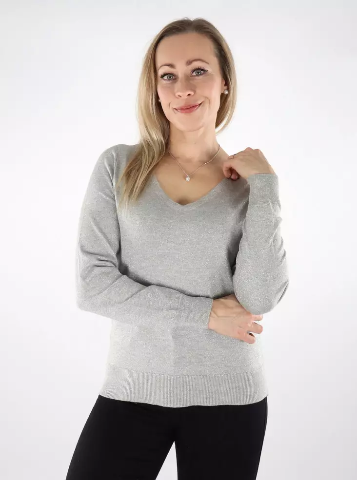 Vero Moda Damenpullover Happyshine 2Way l.grey/silver - Damen Langarmshirts - 137274 - 1