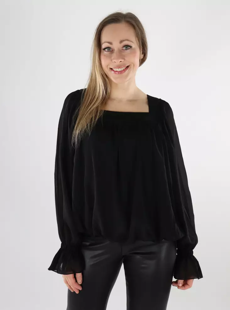 Vero Moda Damenbluse mit Quadrat-Ausschnitt schwarz - Damen Langarmshirts - 140074 - 1