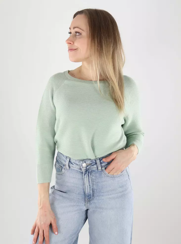 Vero Moda Damen Baumwollpullover VMNEW Nora 3/4 Bootcut siltgrün - Damenpullover - 140134 - 1