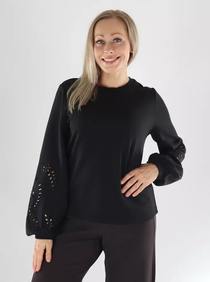 Vila Sweatshirt L/S DETAIL SWEAT schwarz - Damen Hoodies und Sweatshirts - 141534 - 1