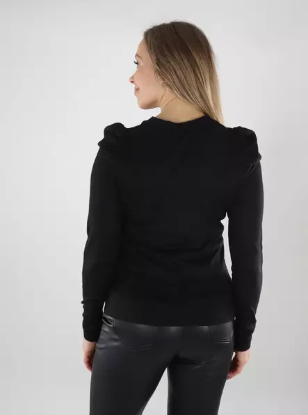 JDY Damenbluse mit Puffärmeln schwarz - Damen Langarmshirts - 140005 - 2