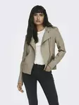 Only Damen Bikerjacke Ava Faux in wetterfestem Teak - Damenlederjacken und PU-Jacken - 136485 - 1