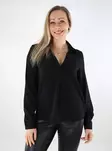 Vero Moda Damenbluse mit Kragen in Schwarz - Damen Langarmshirts - 137515 - 1