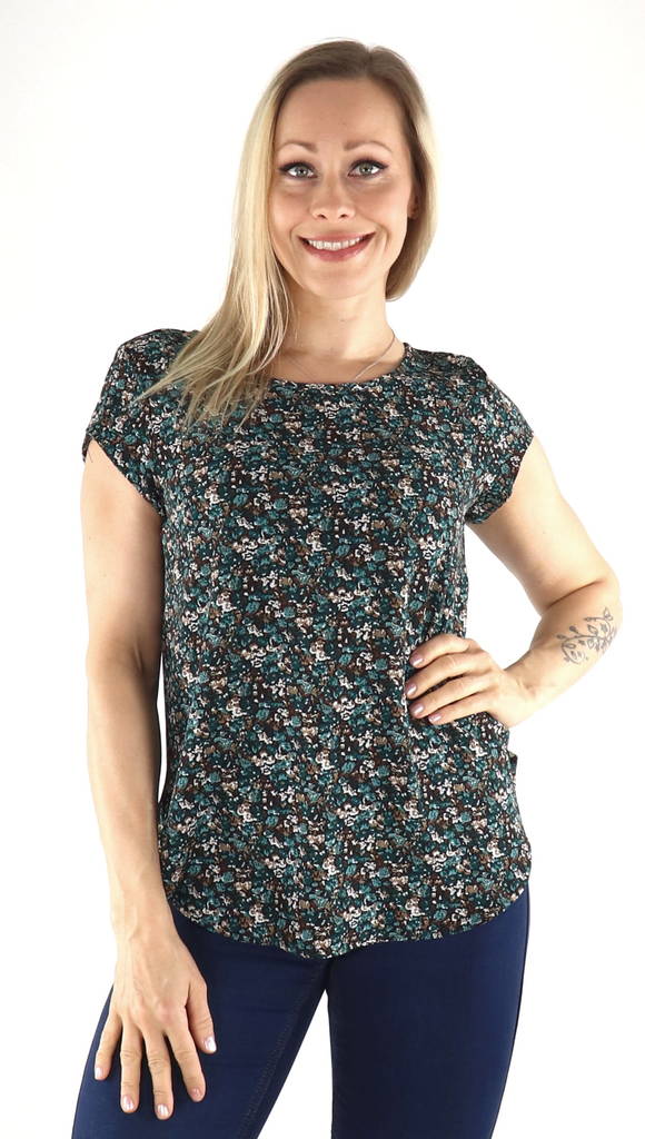 Only T-Shirt Balsamgrün/Herbst-Ditsy - Damen T-Shirts - 133865 - 1