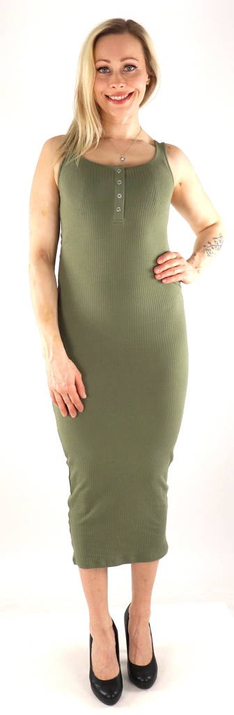 Pieces Elastisches Rippenkleid Kitte Tank tiefes Moosgrün - Kleider und Tuniken - 133485 - 1