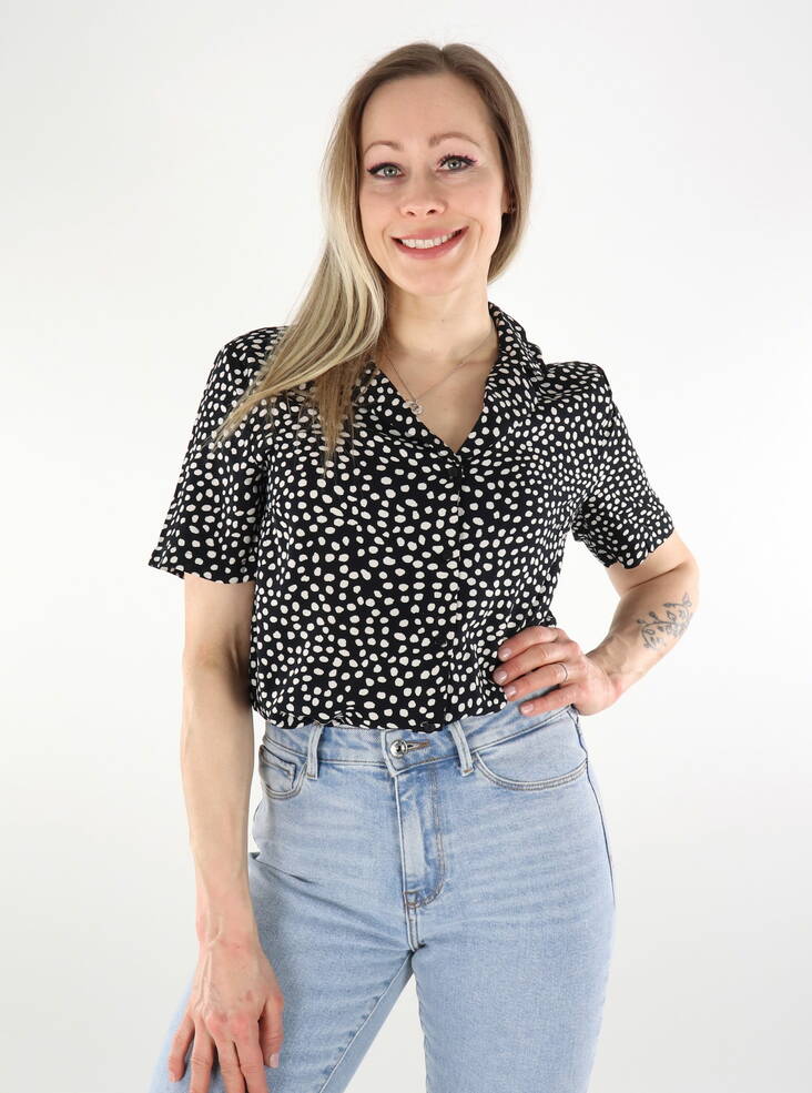 Pieces Damen T-Shirt Silber Schwarz/Punkte - Damen T-Shirts - 136185 - 1
