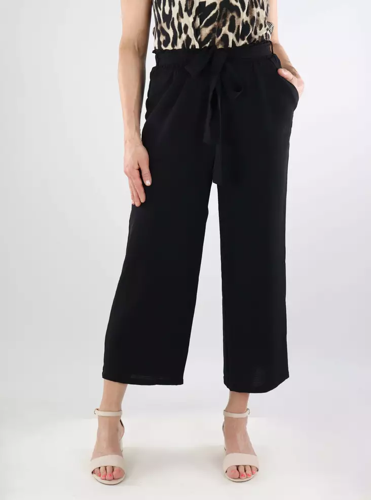 Vila Stretchhose mit Gürtel Culotte schwarz - Damenhosen - 138525 - 1