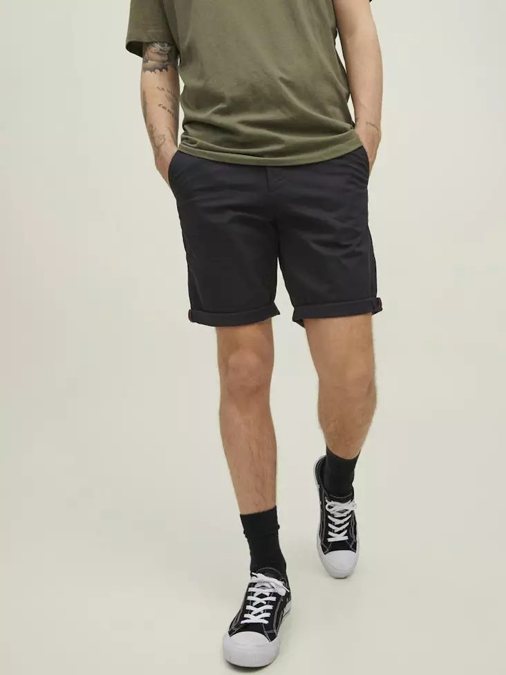 Jack&Jones Herren Chino-Shorts JPSTBOWIE in einfarbig Schwarz - Herren Shorts und Capris - 138765 - 1