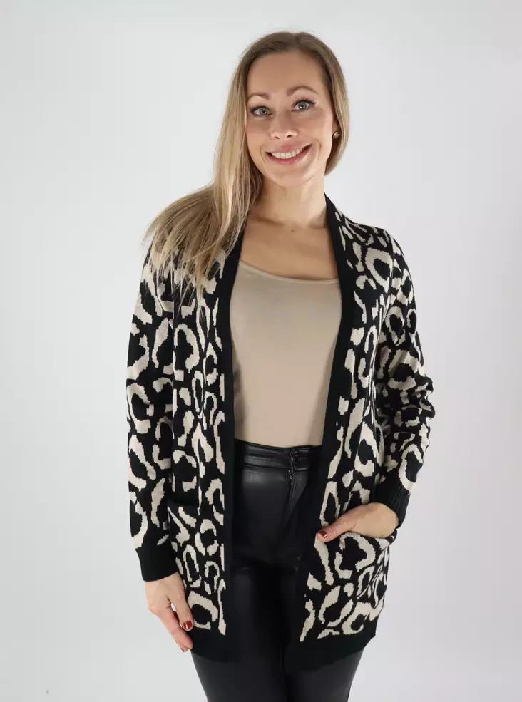 Vila Damen Cardigan Open Schwarz Schönheit/Jacquard - Damenpullover - 139505 - 1