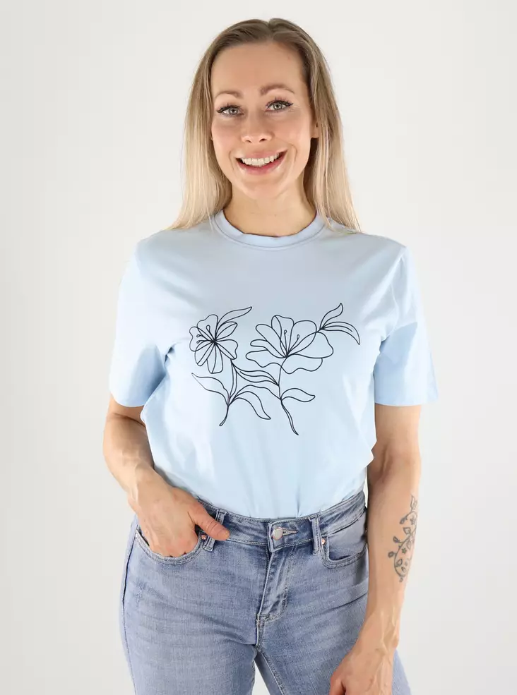 Vila T-Shirt Nantucket Breeze/Flower - Damen T-Shirts - 140965 - 1