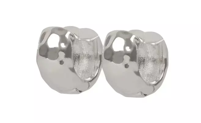 Snö of Sweden Ohrringe Union Nine, gehämmerter Ring 12 mm silber - Ohrringe - 141595 - 1