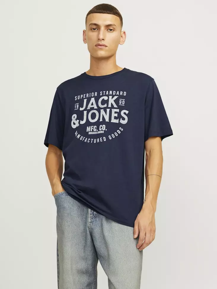 Jack&Jones Herren T-Shirt Jeans O-Ausschnitt dunkelblau - Herren T-Shirts - 136655 - 1