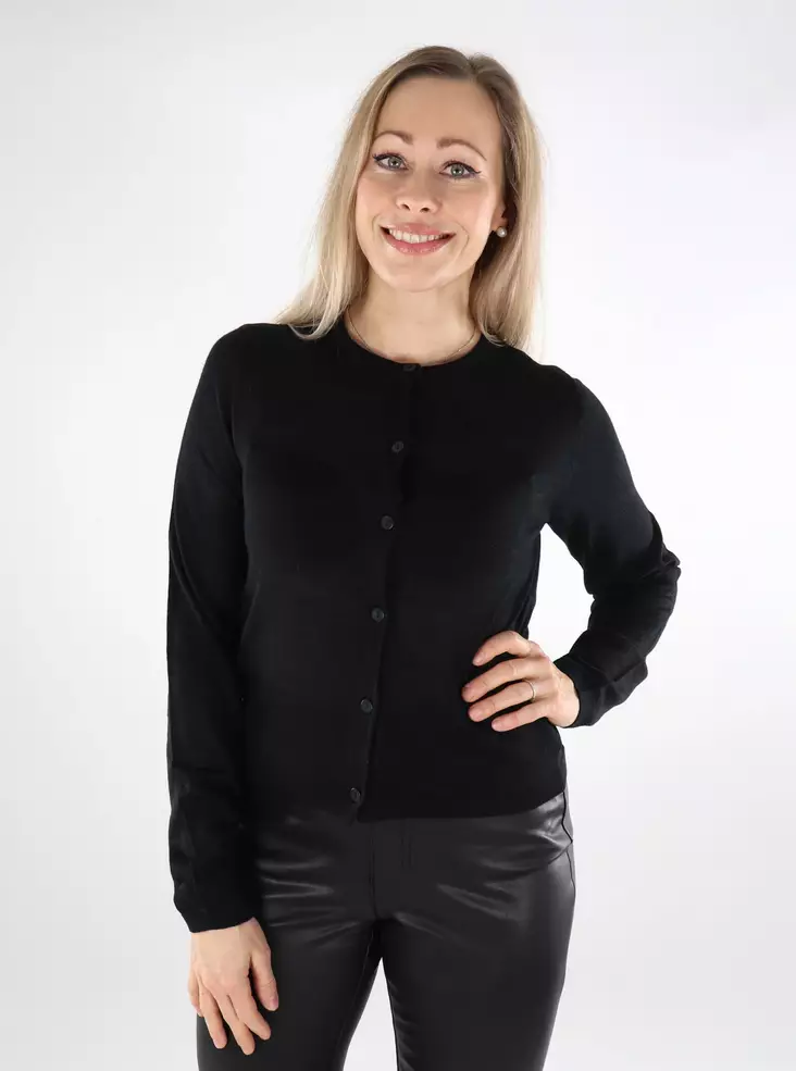 JDY Damen Merinowoll-Cardigan Pacific Wool Schwarz - Damenpullover - 137375 - 1