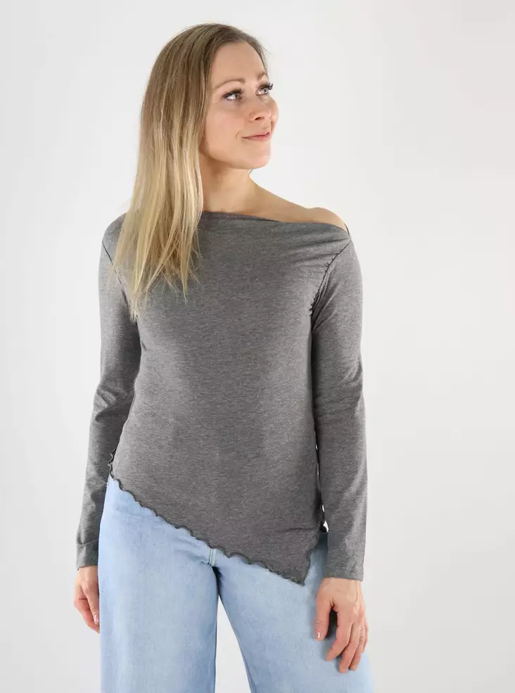 JJXX Hemd asymmetrisch dunkelgrau - Damen Langarmshirts - 140805 - 1