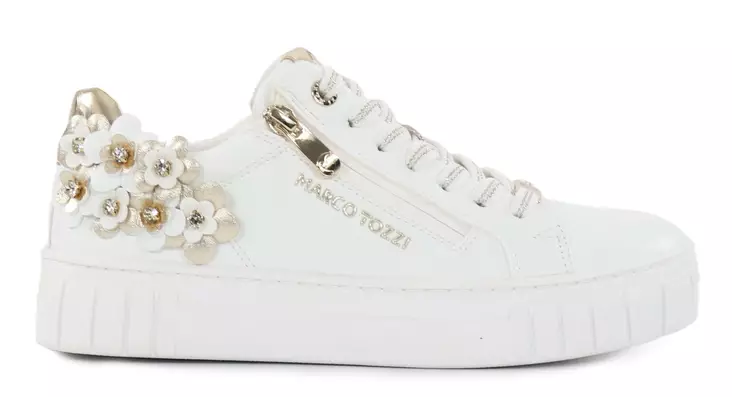 Marco Tozzi Damen Blumensneaker 23720-46 weiß kombiniert - Damen Sneaker - 140525 - 1