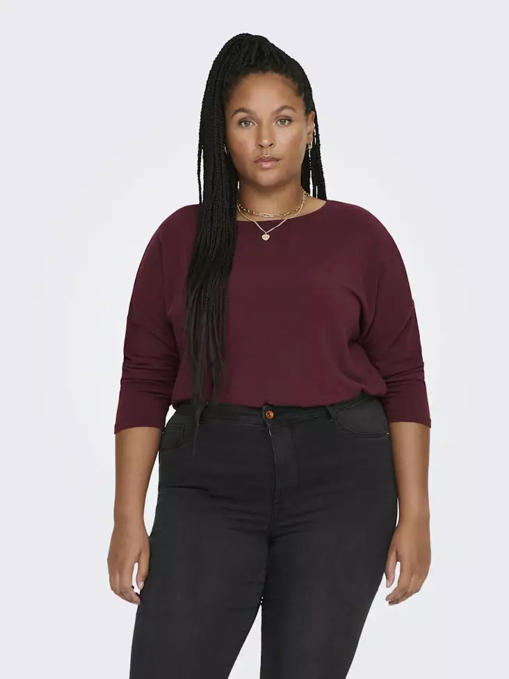 Only Carmakoma Shirt Lamour Cabernet - Damen Langarmshirts - 139025 - 1