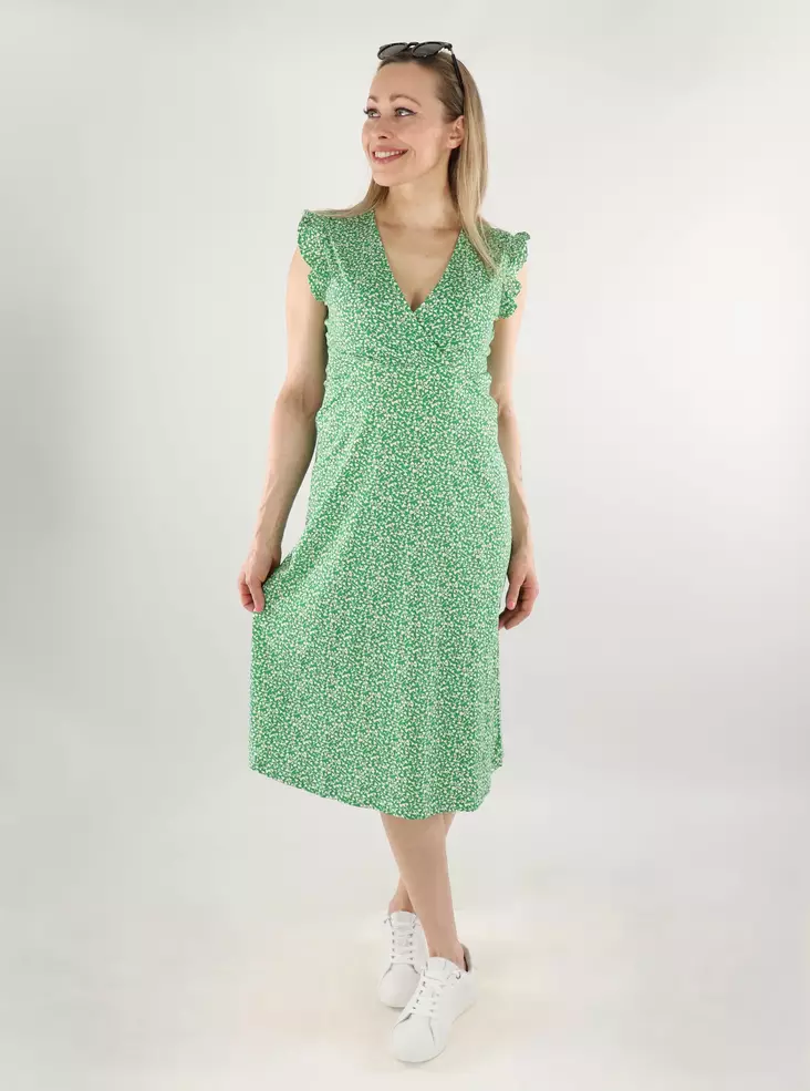 Nur Kleid aus Bio-Baumwolle Wrap Midi grün mit Bienen/Mia Ditsy - Kleider und Tuniken - 138125 - 1