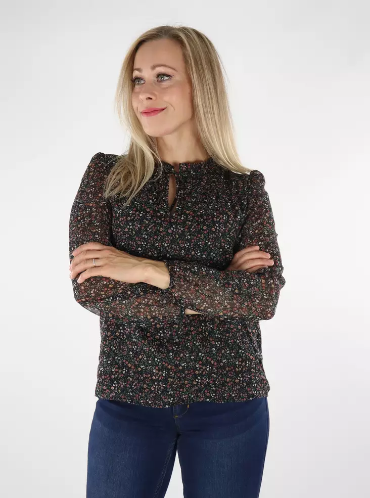 Only Shirt Ditsy schwarz/editiert ditsy - Damen Langarmshirts - 136625 - 1