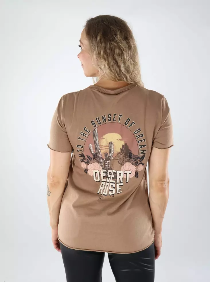Only Damen T-Shirt Cocoa Creme/Texana Ros - Damen T-Shirts - 138965 - 1