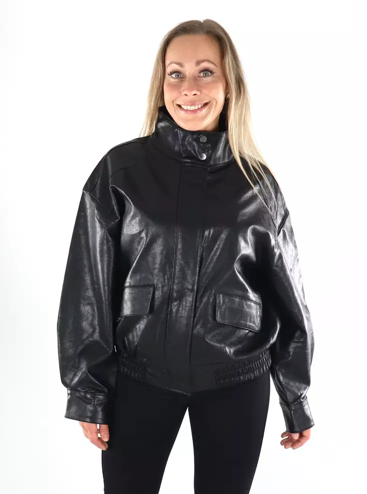 Only Jacke FAUX LEATHER OVZ Schwarz - Damenlederjacken und PU-Jacken - 141495 - 1