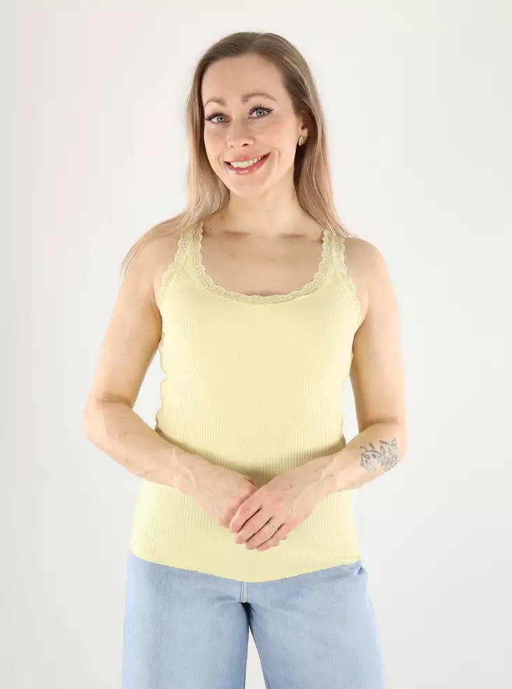 Only gerippter Tanktop in Doppelcreme - Damen Tops - 140885 - 1