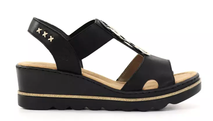 Rieker Damen Wedgesandalen 67498-00 schwarz - Rieker Sandalen - 137955 - 1