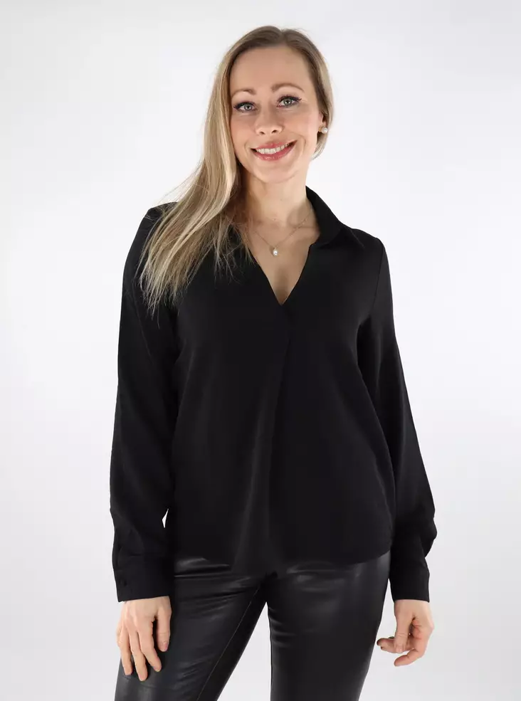 Vero Moda Damenbluse mit Kragen in Schwarz - Damen Langarmshirts - 137515 - 1