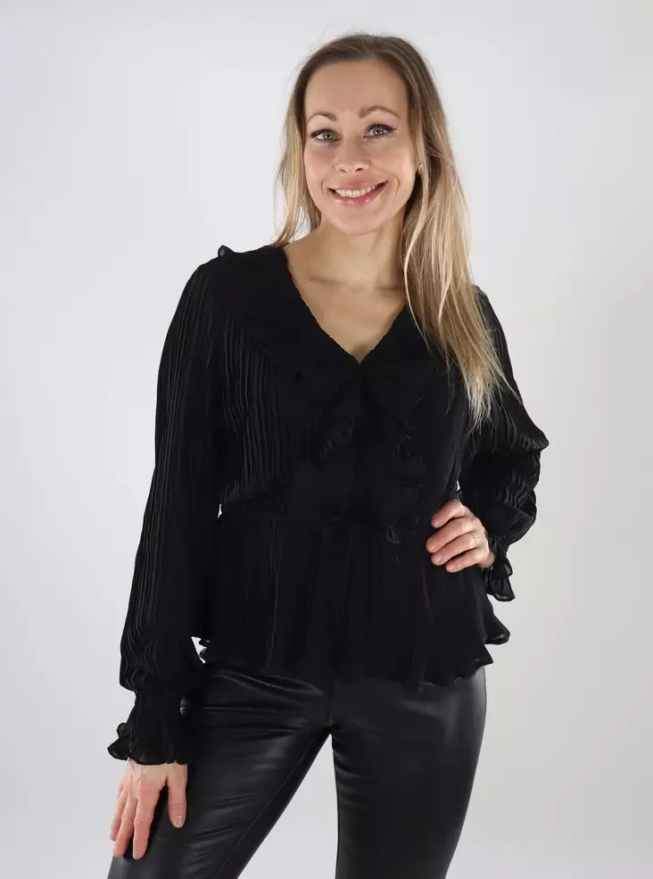 Vero Moda Damen Bluse Frill Schwarz - Damen Langarmshirts - 139995 - 1