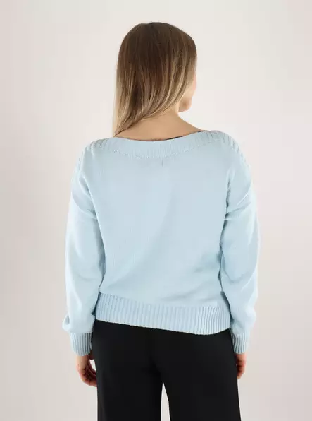 JDY Damen Baumwollpullover mit Bootsausschnitt Kaschmir Blau - Damenpullover - 140176 - 2
