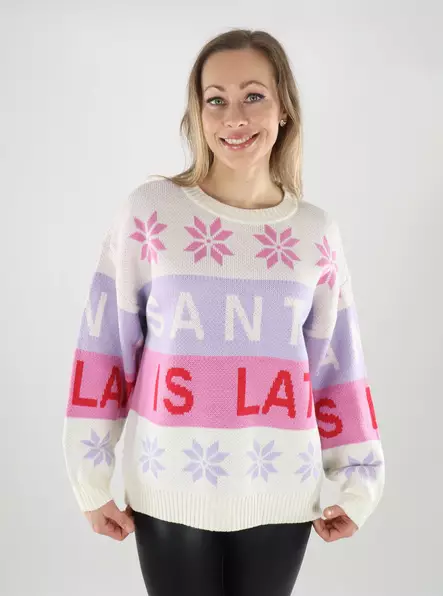Only Damen Weihnachtspullover ONLXMAS Hoho Wolken Tänzer/salsa/fuchs - Damenpullover - 139926 - 1