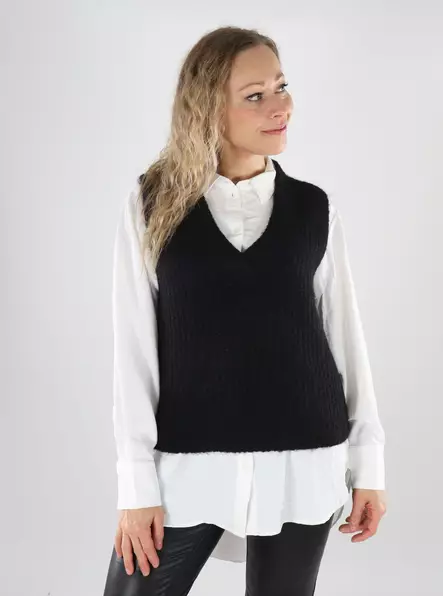 Vero Moda Damen Cardigan VMNOVAH Rippenstruktur Schwarz - Damenpullover - 139576 - 1