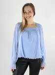 Vero Moda Damenbluse mit quadratischem Ausschnitt in Brunnera-Blau - Damen Langarmshirts - 140076 - 1