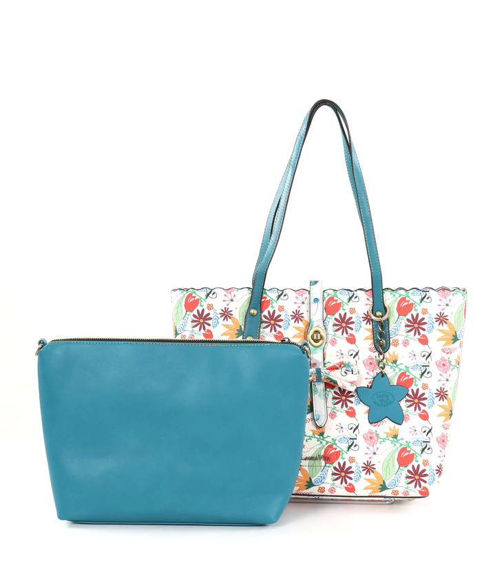 Laura Vita Schultertasche 4734 weiß / Blumenmuster - Handtaschen - 135256 - 1