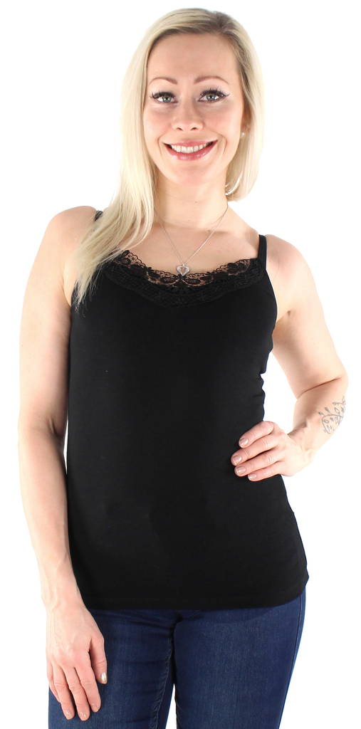 Vero Moda Damen Top Spitzendetail, schwarz, weiß - Damentops - 125296 - 1