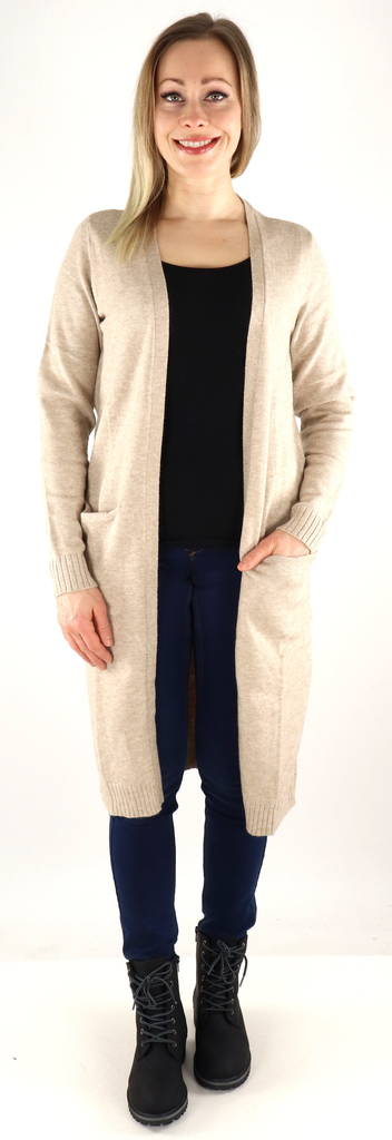 Vila Cardigan Ril lang in natürlichem Melange - Damenpullover - 132766 - 1