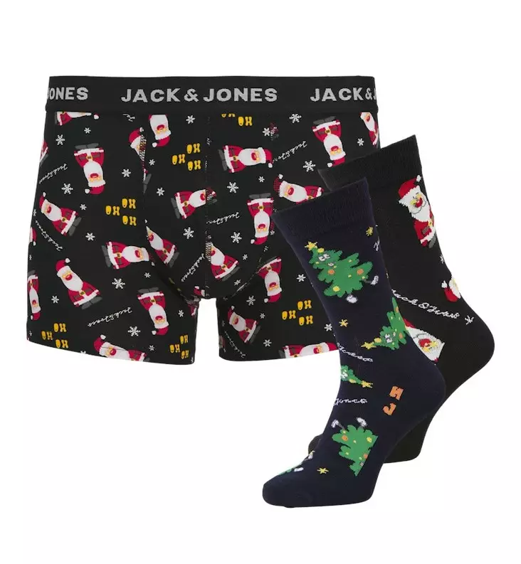 Jack&Jones Männer Geschenkbox Hohoho Geschenkbox schwarz/schwarz - Herrenboxer und Socken - 137266 - 1